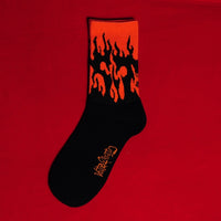 2019 fashion hip hop unisex flame pattern socks street fashion skateboard cool cotton socks Harajuku style retro men socks