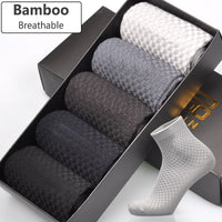 Men Bamboo Fiber Socks Brand New Casual Business Anti-Bacterial Deodorant Breatheable Man Long Sock 5pairs / lot