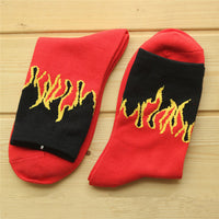 Red Yellow Flame Crew Socks Lifelike Fire Socks Men Hip Hop Design Classic Street Skateboard Cotton Long Unisex Socks