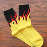 Red Yellow Flame Crew Socks Lifelike Fire Socks Men Hip Hop Design Classic Street Skateboard Cotton Long Unisex Socks