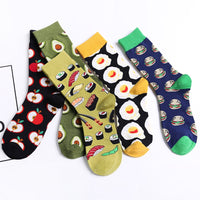 Avocado Sushi Omelette Burger Apple Plant Fruit Food Socks Short Funny Cotton Socks Women Winter Men Unisex Happy Socks Female 8