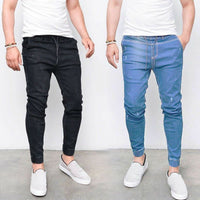 2019 Men Jeans Trousers New Arrival Slim Fit Fitness Drawstring Harem Long Pencil Denim Pants Size S/M/L/XL/XXL/3XL