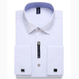 Alimens & Gentle Mens French Cuff Dress Shirt Men Long Sleeve Solid Color Striped Style Cufflink Include 2019 Fashion New