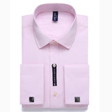 Alimens & Gentle Mens French Cuff Dress Shirt Men Long Sleeve Solid Color Striped Style Cufflink Include 2019 Fashion New