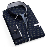 Printed Plaid Polka Dot Men Shirt Long-Sleeved Casual Shirts For Men Slim Fit 21 Colors Male Dress Shirts Camisas Masculina