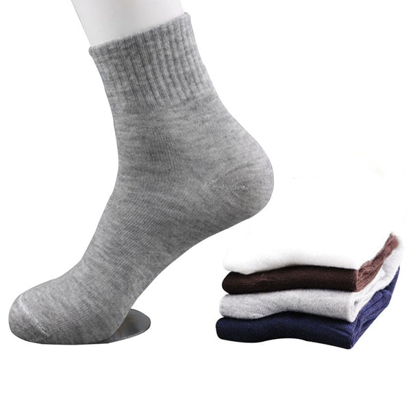 5 Pairs All Seasons Men's Business Casual Cotton Socks Spring Summer Autumn Winter Solid Colors Crew Socks Male Breathable Socks