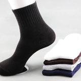 5 Pairs All Seasons Men's Business Casual Cotton Socks Spring Summer Autumn Winter Solid Colors Crew Socks Male Breathable Socks