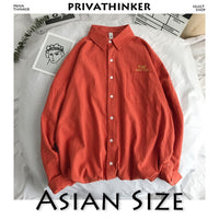 Privathinker Men Solid Shirt Long Sleeve 2019 Man Korean Fashions Monday Embroidery Shirt Male Streetwear Spring Women Shirts