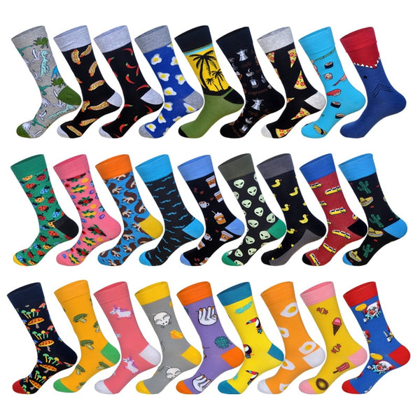 Lionzone 2019 Newly Men Socks Cotton Casual  Personality Design Hip Hop Streetwear Happy Socks Gifts for Men Brand Quality