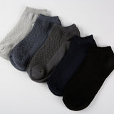 5 Pairs/lot Men's Socks Business Bamboo Fiber Short Ankle Socks Spring Autumn Breathable Anti-bacterial Male Sock Meias Male Sox